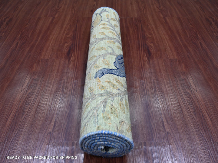 2'7" x 6'2" New Hand Knotted Green Wool Runner Oriental Rug - MOA10221654