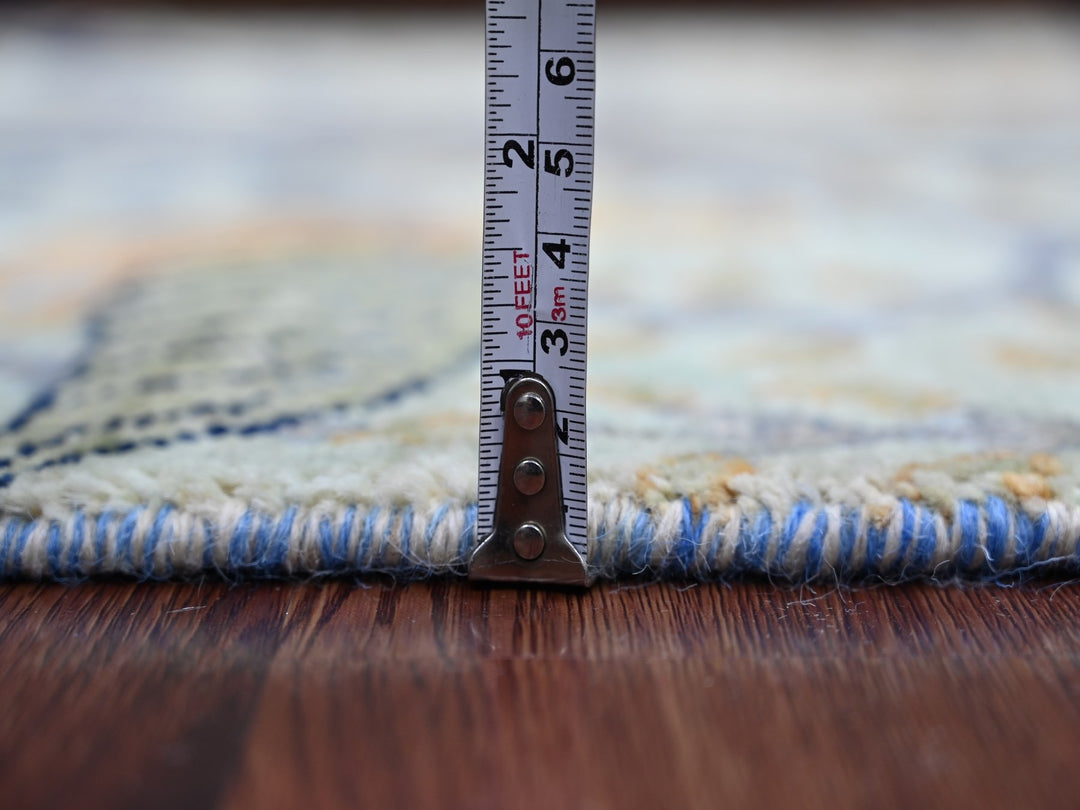 2'7" x 6'2" New Hand Knotted Green Wool Runner Oriental Rug - MOA10221654