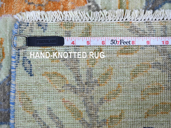 2'7" x 6'2" New Hand Knotted Green Wool Runner Oriental Rug - MOA10221654