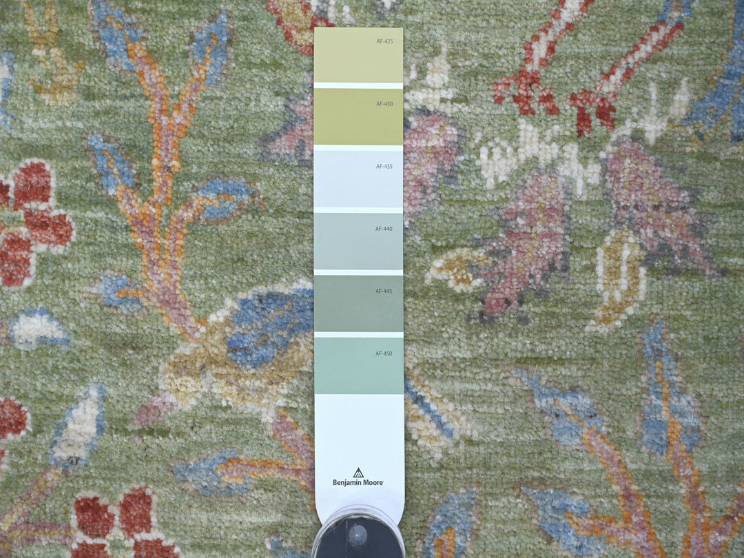 3'0" x 5'3" New Hand Knotted Green Wool Rectangle Oriental Rug - MOA10221655