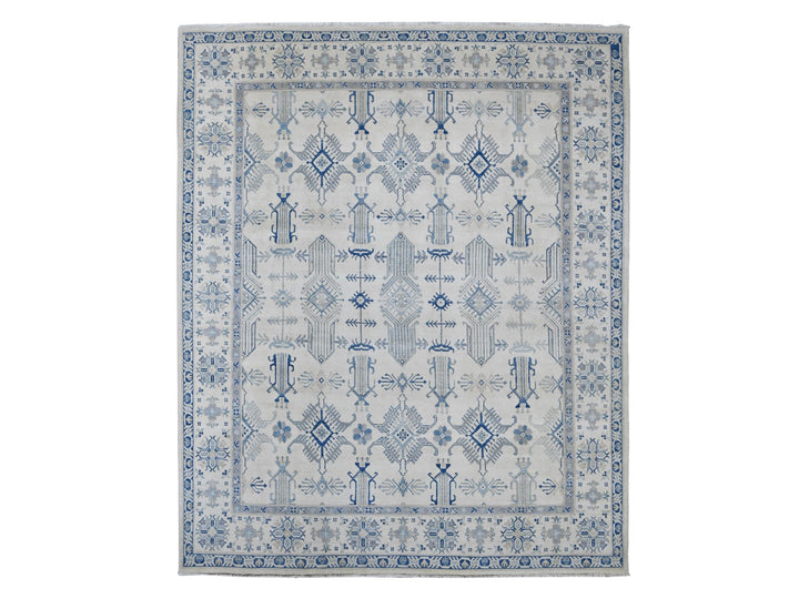 7'10" x 9'9" New Hand Knotted Ivory Wool Rectangle Oriental Rug - MOA10221656