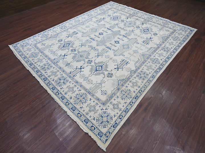 7'10" x 9'9" New Hand Knotted Ivory Wool Rectangle Oriental Rug - MOA10221656