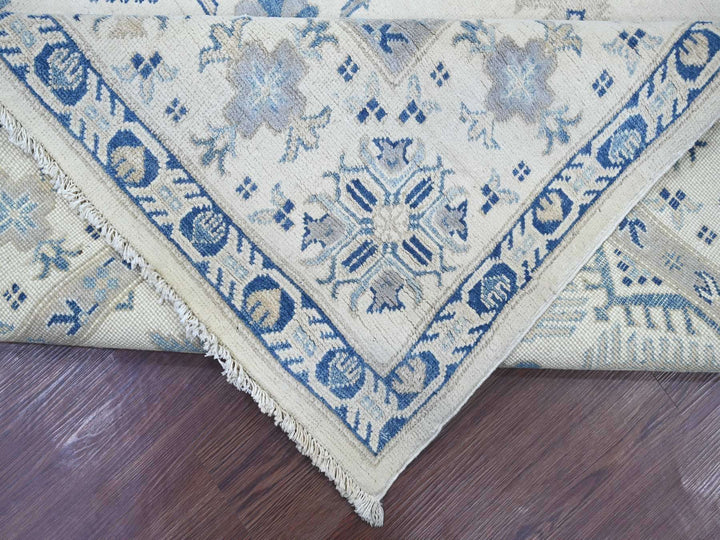 7'10" x 9'9" New Hand Knotted Ivory Wool Rectangle Oriental Rug - MOA10221656