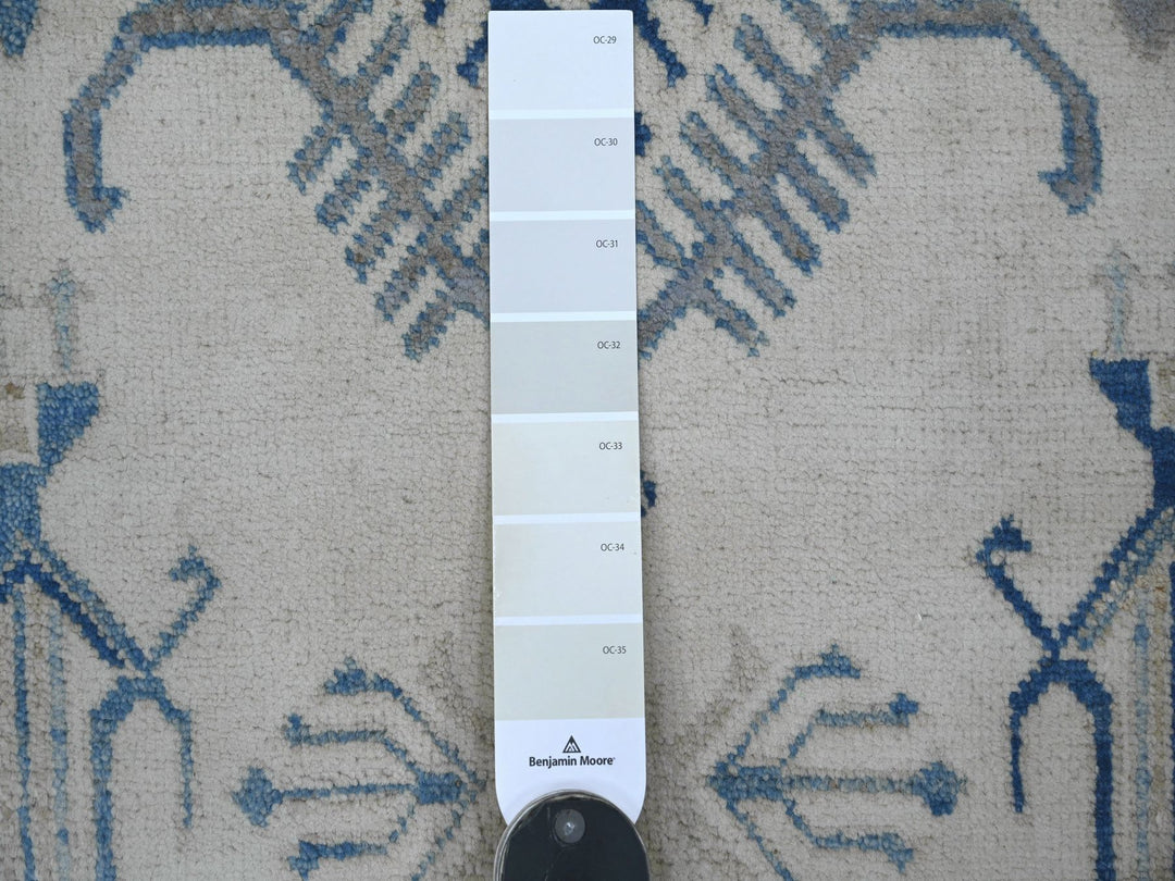 7'10" x 9'9" New Hand Knotted Ivory Wool Rectangle Oriental Rug - MOA10221656