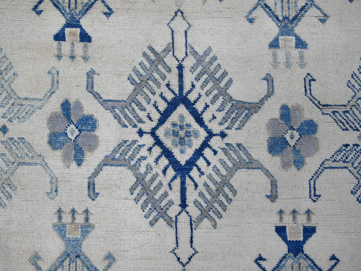 7'10" x 9'9" New Hand Knotted Ivory Wool Rectangle Oriental Rug - MOA10221656
