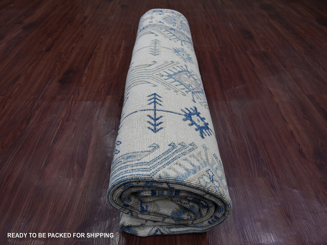 7'10" x 9'9" New Hand Knotted Ivory Wool Rectangle Oriental Rug - MOA10221656