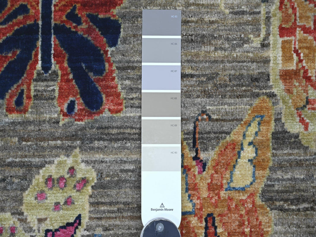 3'10" x 5'11" New Hand Knotted Grey Wool Rectangle Oriental Rug - MOA10221658