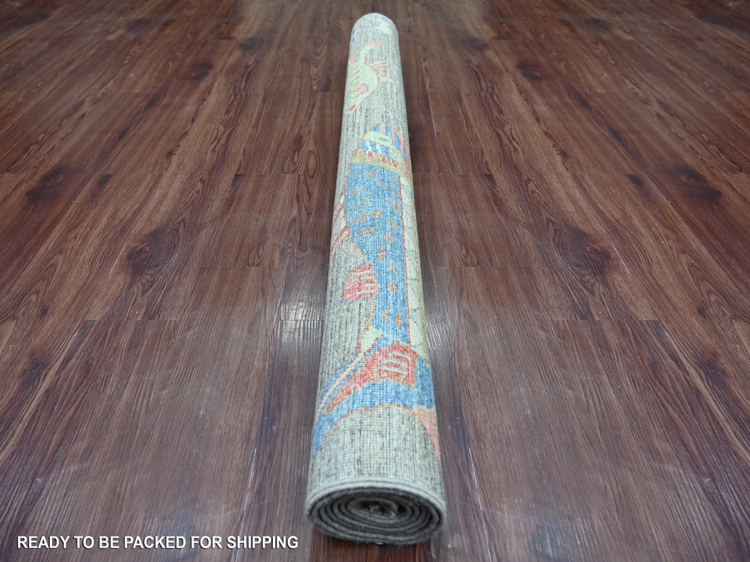 4'11" x 6'6" New Hand Knotted Grey Wool Rectangle Oriental Rug - MOA10221659
