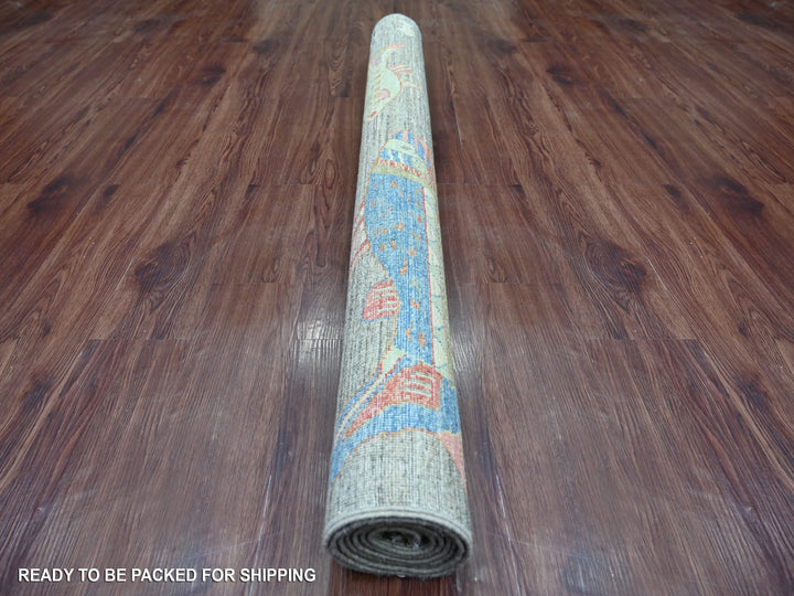 4'11" x 6'6" New Hand Knotted Grey Wool Rectangle Oriental Rug - MOA10221659