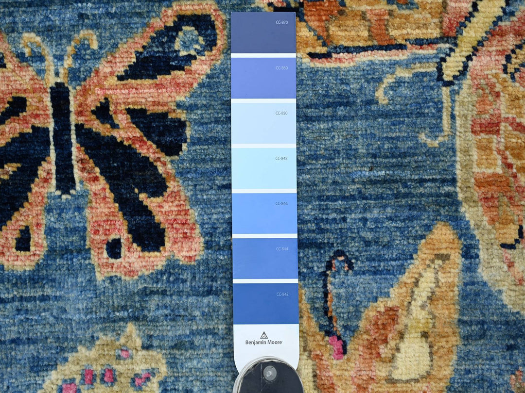 3'11" x 5'7" New Hand Knotted Blue Wool Rectangle Oriental Rug - MOA10221660
