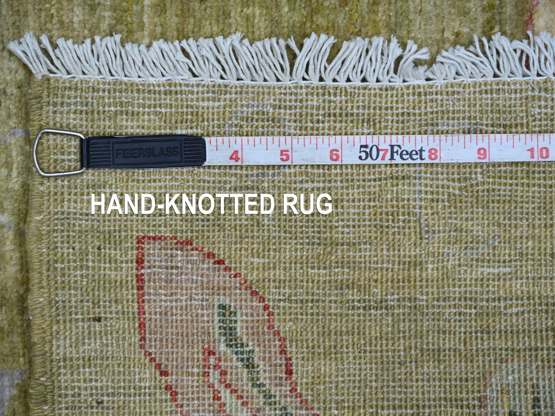 5'0" x 6'10" New Hand Knotted Green Wool Rectangle Oriental Rug - MOA10221661