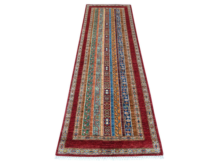 2'8" x 8'5" New Hand Knotted Red Wool Runner Oriental Rug - MOA10221665