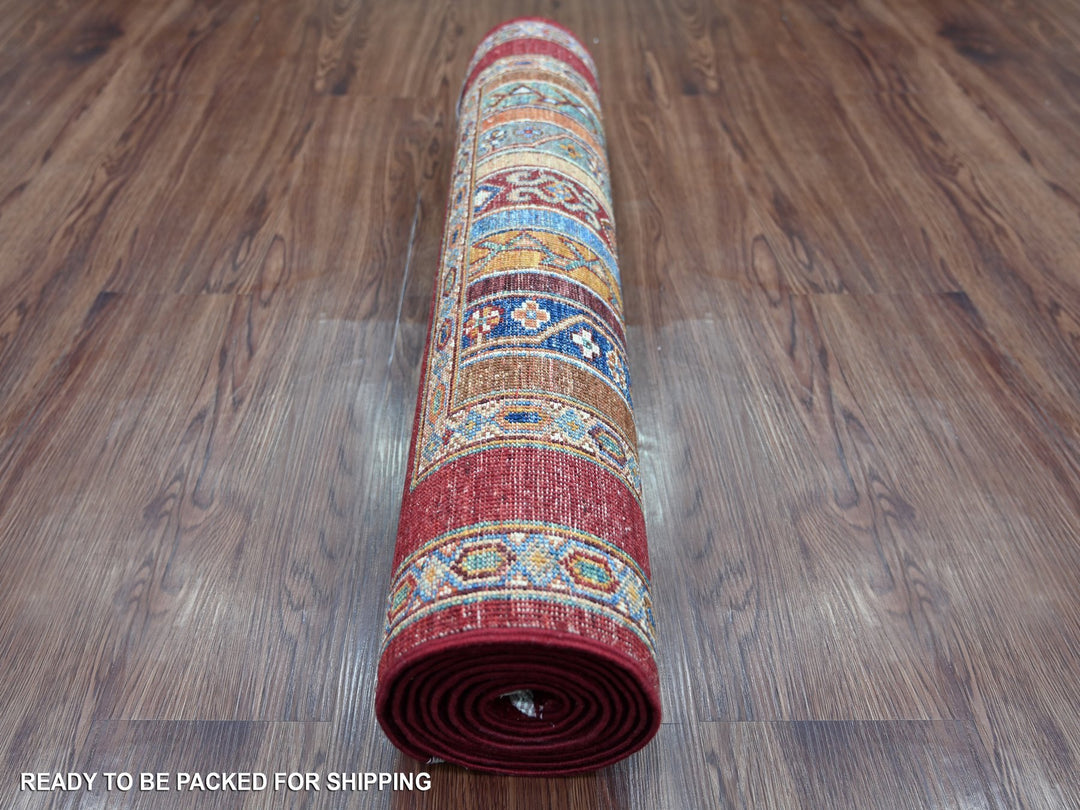 2'8" x 8'5" New Hand Knotted Red Wool Runner Oriental Rug - MOA10221665