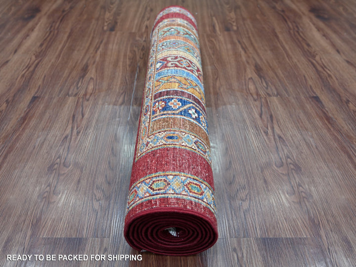2'8" x 8'5" New Hand Knotted Red Wool Runner Oriental Rug - MOA10221665