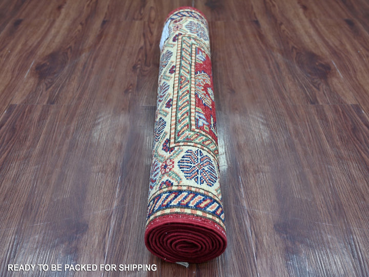 2'4" x 6'9" New Hand Knotted Red Wool Runner Oriental Rug - MOA10221667