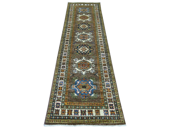 2'7" x 9'4" New Hand Knotted Brown Wool Runner Oriental Rug - MOA10221671