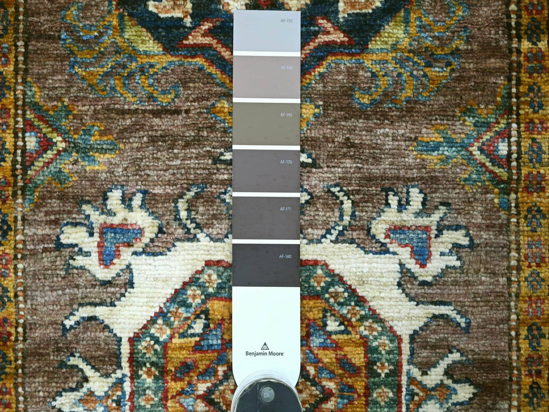 2'7" x 9'4" New Hand Knotted Brown Wool Runner Oriental Rug - MOA10221671