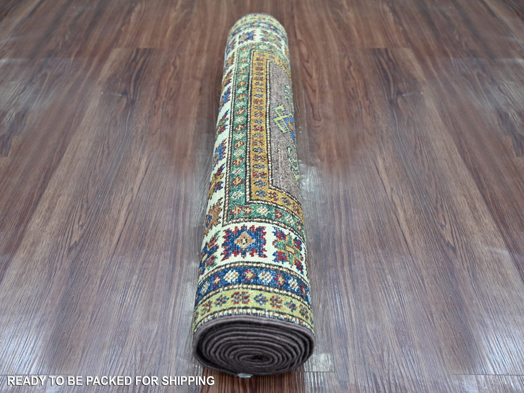 2'7" x 9'4" New Hand Knotted Brown Wool Runner Oriental Rug - MOA10221671