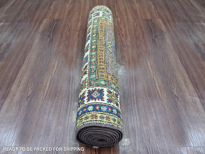 2'7" x 9'4" New Hand Knotted Brown Wool Runner Oriental Rug - MOA10221671