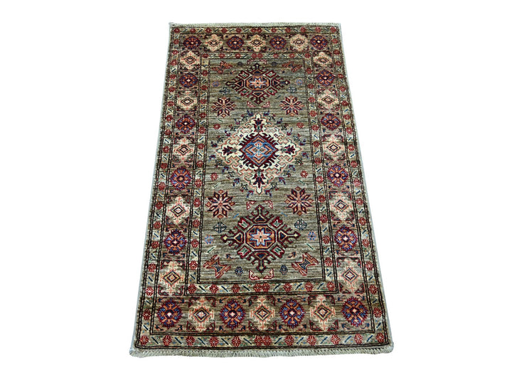 2'7" x 4'6" New Hand Knotted Green Wool Rectangle Oriental Rug - MOA10221673