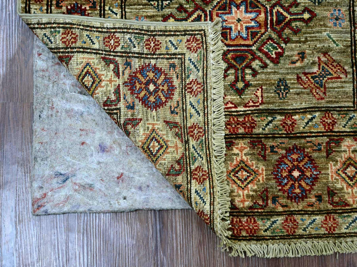 2'7" x 4'6" New Hand Knotted Green Wool Rectangle Oriental Rug - MOA10221673