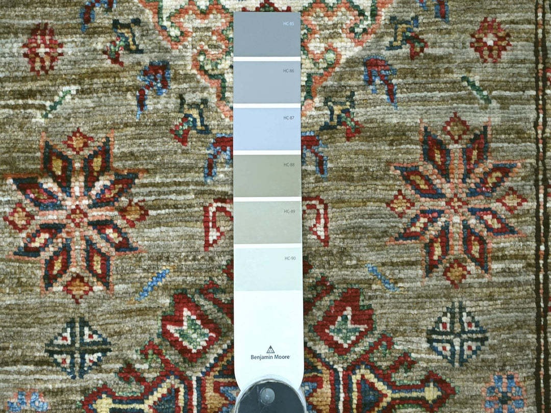 2'7" x 4'6" New Hand Knotted Green Wool Rectangle Oriental Rug - MOA10221673