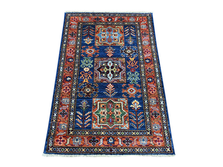 2'9" x 4'1" New Hand Knotted Blue Wool Rectangle Oriental Rug - MOA10221674