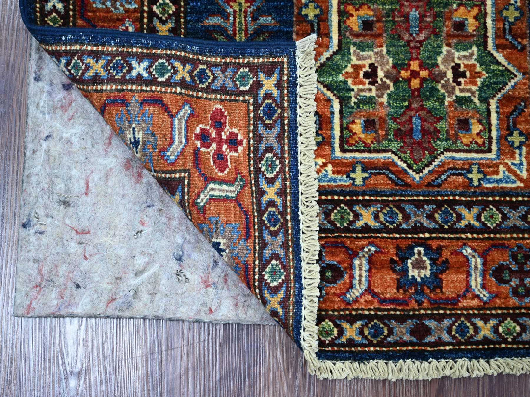 2'9" x 4'1" New Hand Knotted Blue Wool Rectangle Oriental Rug - MOA10221674
