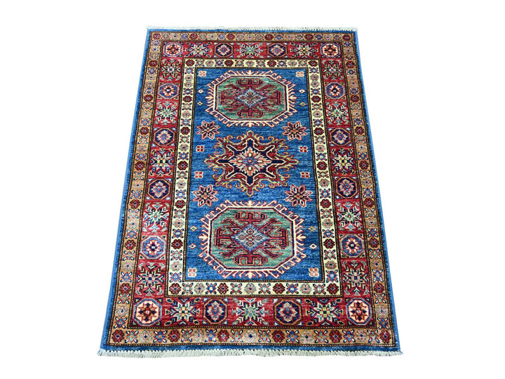 2'10" x 3'11" New Hand Knotted Blue Wool Rectangle Oriental Rug - MOA10221675
