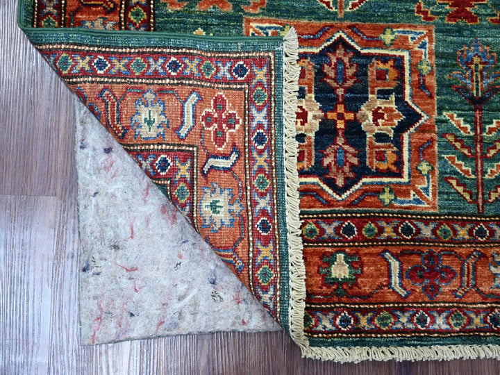 2'10" x 4'2" New Hand Knotted Green Wool Rectangle Oriental Rug - MOA10221677