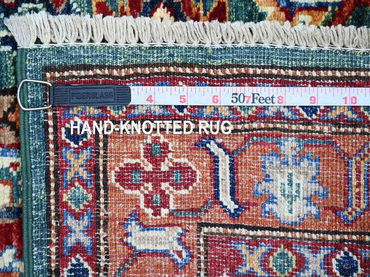 2'10" x 4'2" New Hand Knotted Green Wool Rectangle Oriental Rug - MOA10221677