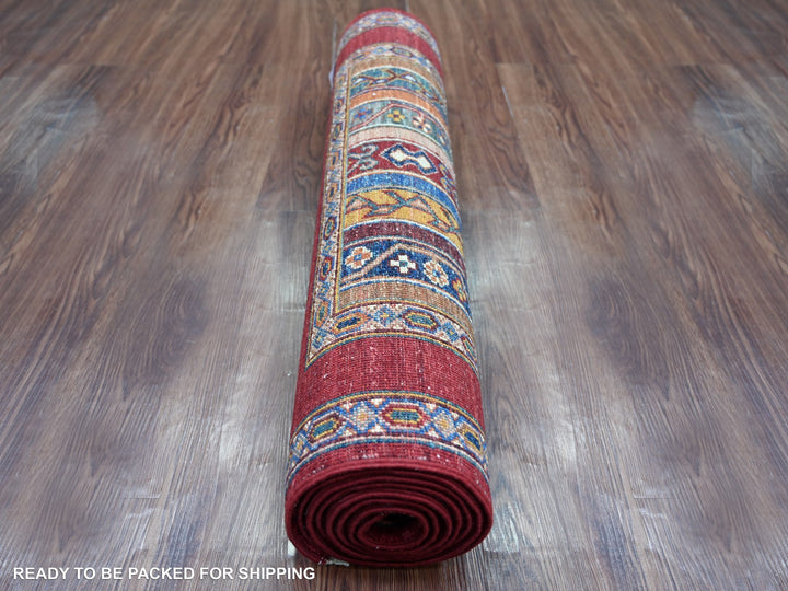 2'9" x 8'5" New Hand Knotted Red Wool Runner Oriental Rug - MOA10221678