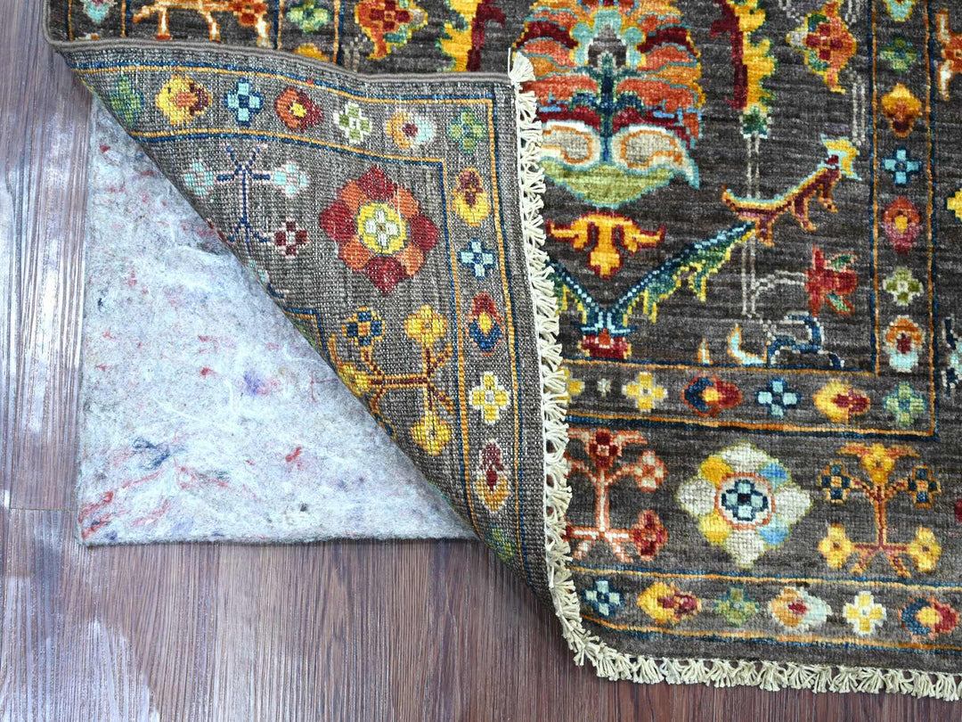 2'8" x 4'0" New Hand Knotted Grey Wool Rectangle Oriental Rug - MOA10221682