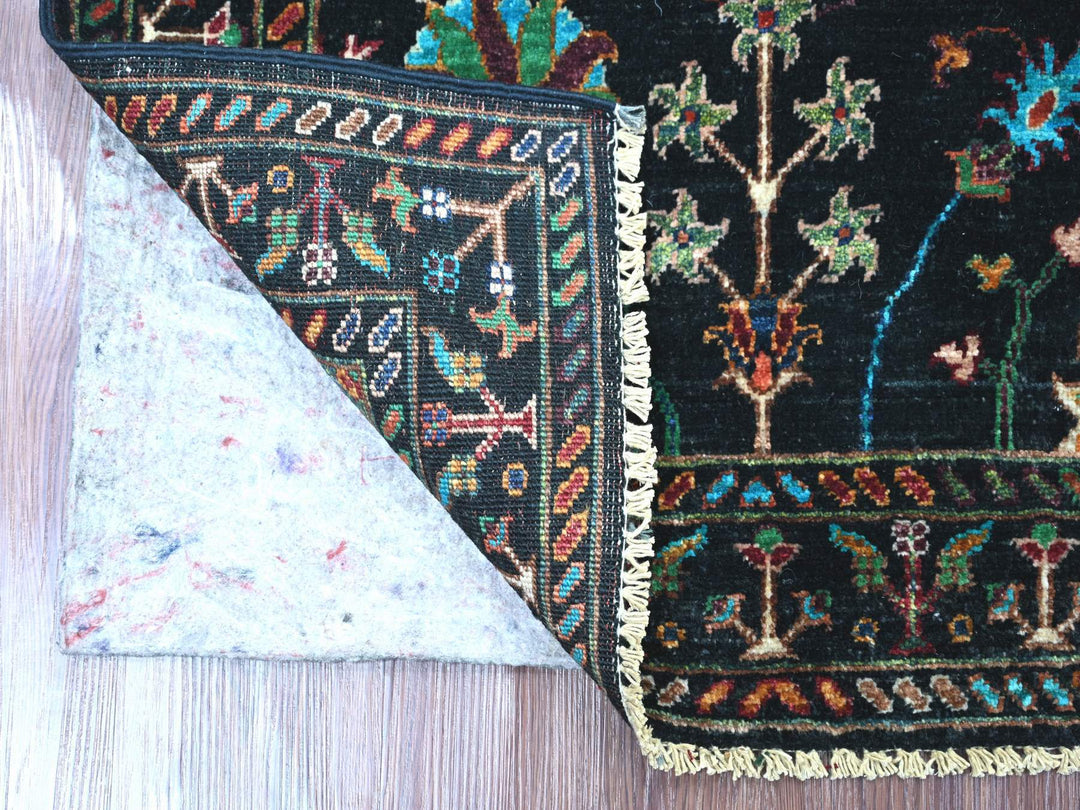 2'9" x 4'1" New Hand Knotted Black Wool Rectangle Oriental Rug - MOA10221684
