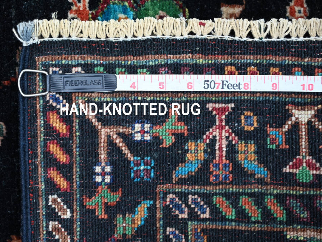 2'9" x 4'1" New Hand Knotted Black Wool Rectangle Oriental Rug - MOA10221684
