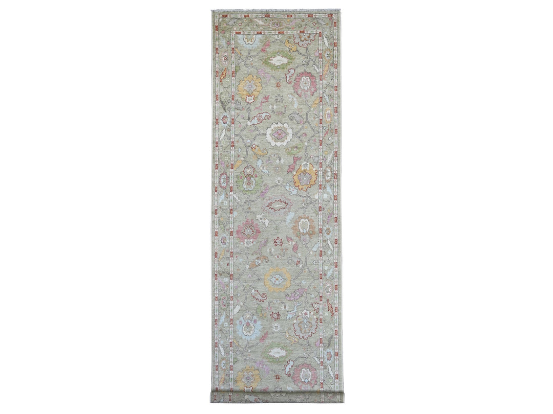 4'0" x 15'8" New Hand Knotted Green Wool Runner Oriental Rug - MOA10221686