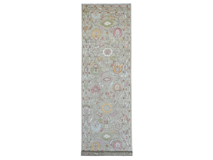 4'0" x 15'8" New Hand Knotted Green Wool Runner Oriental Rug - MOA10221686