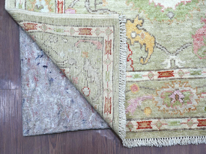4'0" x 15'8" New Hand Knotted Green Wool Runner Oriental Rug - MOA10221686