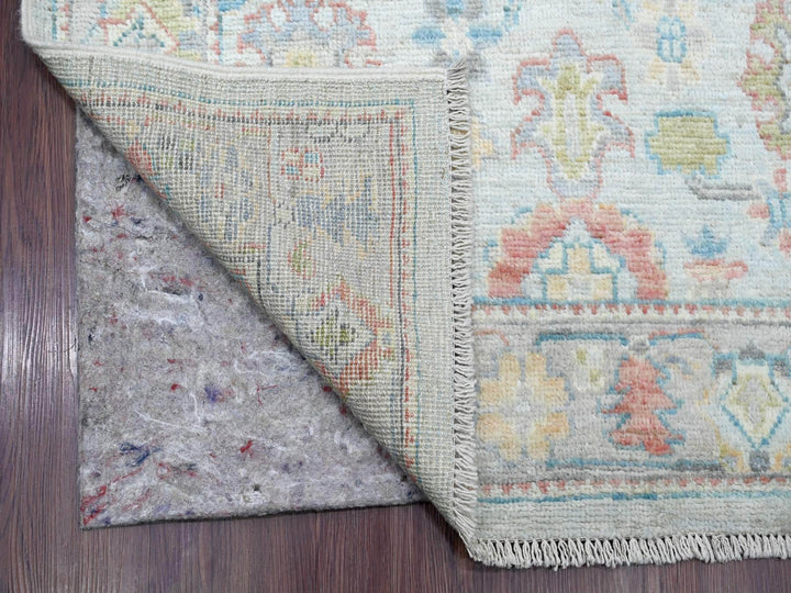 3'7" x 19'7" New Hand Knotted Blue Wool Runner Oriental Rug - MOA10221687