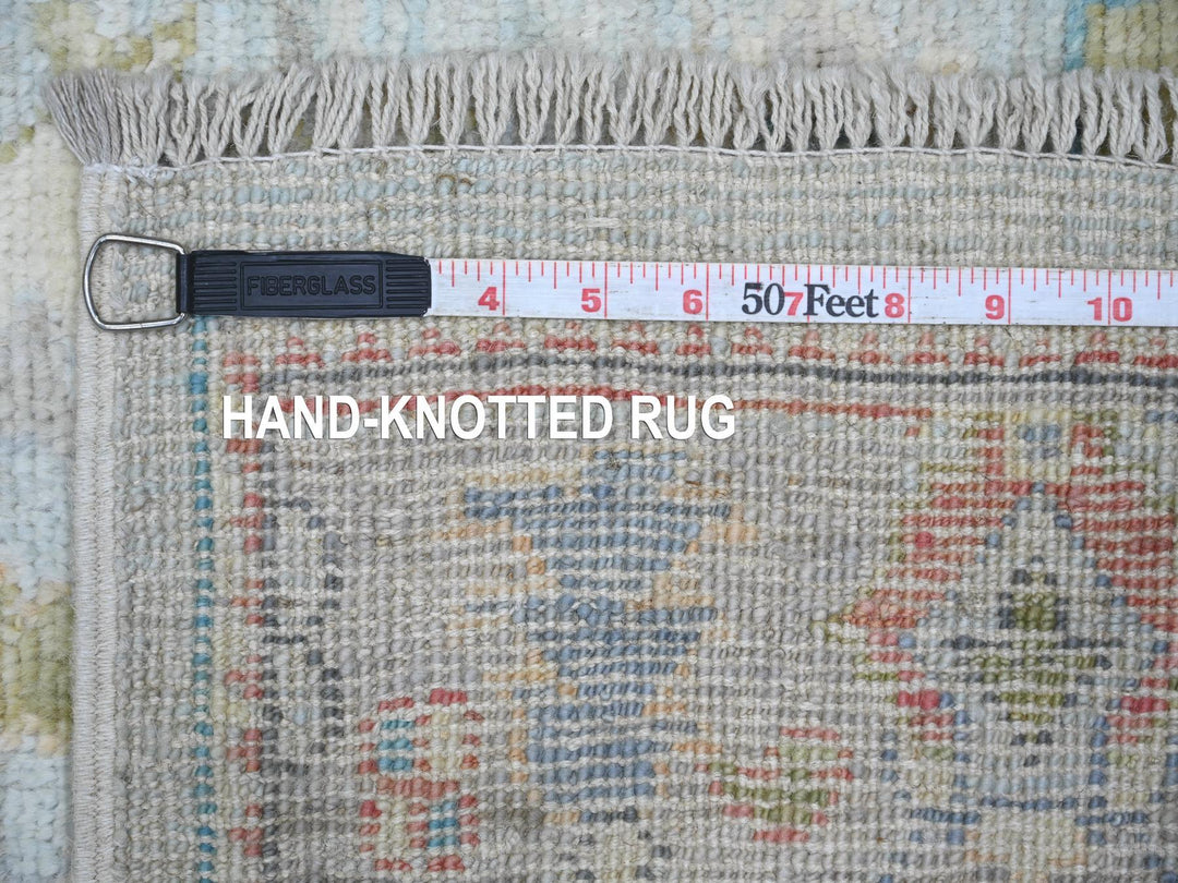 3'7" x 19'7" New Hand Knotted Blue Wool Runner Oriental Rug - MOA10221687