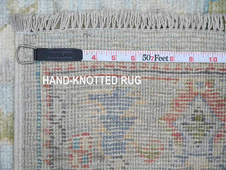 3'7" x 19'7" New Hand Knotted Blue Wool Runner Oriental Rug - MOA10221687