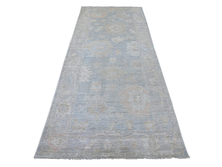4'1" x 9'8" New Hand Knotted Blue Wool Runner Oriental Rug - MOA10221688