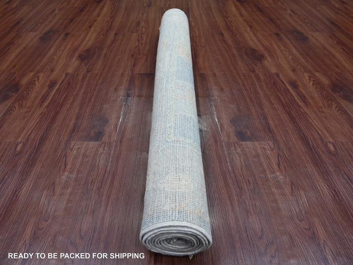 4'1" x 9'8" New Hand Knotted Blue Wool Runner Oriental Rug - MOA10221688
