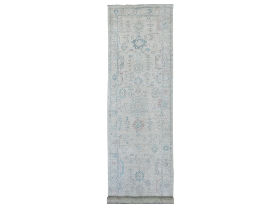 4'0" x 19'1" New Hand Knotted Grey Wool Rectangle Oriental Rug - MOA10221689