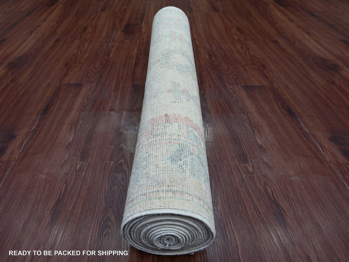 4'0" x 19'1" New Hand Knotted Grey Wool Rectangle Oriental Rug - MOA10221689