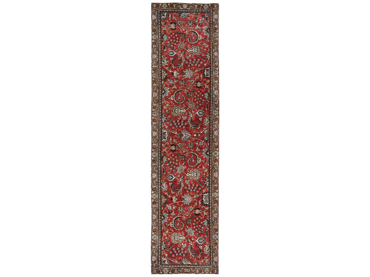2'10" x 12'3" Vintage Hand Knotted Red Wool Runner Oriental Rug - MOA1022168