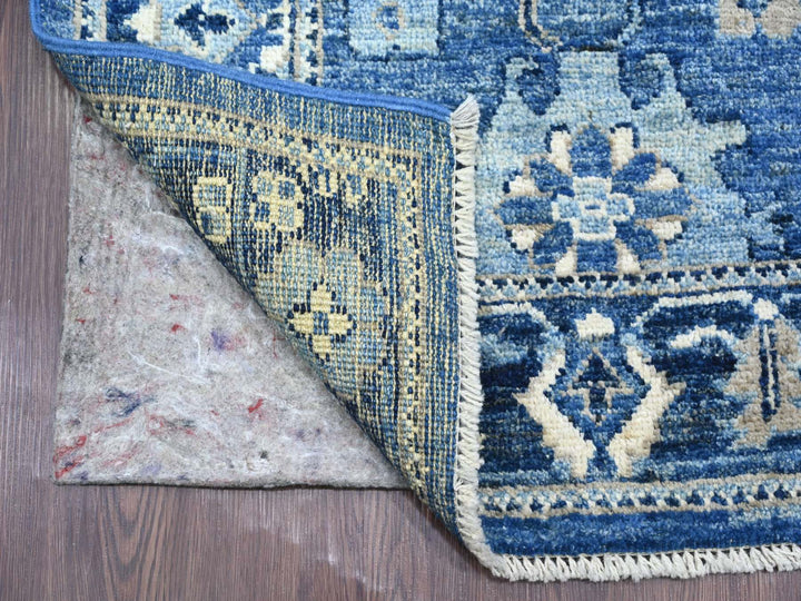 2'9" x 16'8" New Hand Knotted Blue Wool Runner Oriental Rug - MOA10221690