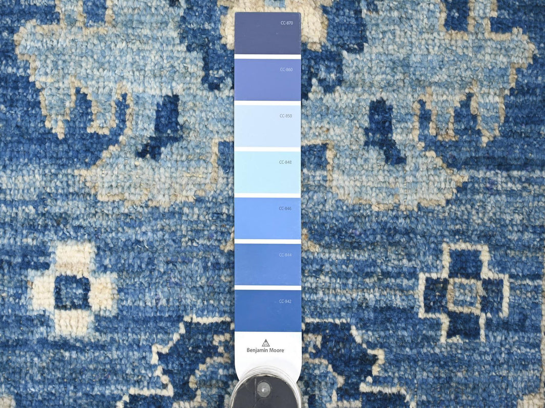2'9" x 16'8" New Hand Knotted Blue Wool Runner Oriental Rug - MOA10221690