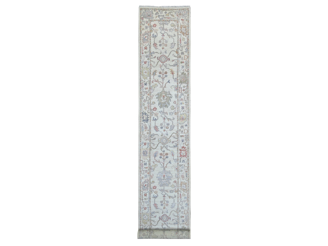2'10" x 20'4" New Hand Knotted Ivory Wool Runner Oriental Rug - MOA10221692