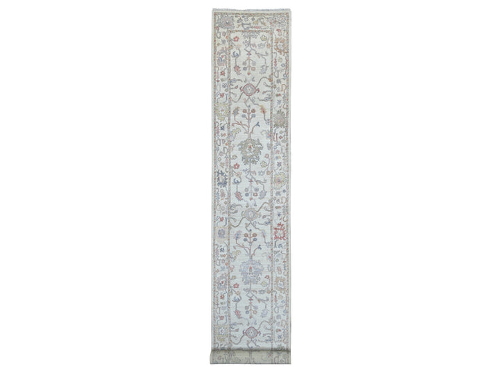 2'10" x 20'4" New Hand Knotted Ivory Wool Runner Oriental Rug - MOA10221692